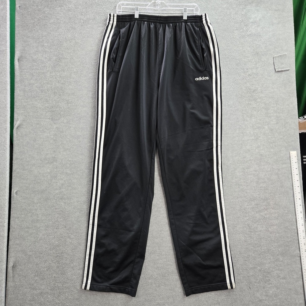 Adidas Men Activewear Pants 2XL Black Logo Embroidery Snap Tear Away Y2K